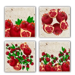 Hermia Conjunto de 4 Posavasos de Piedra Natural Multicolor